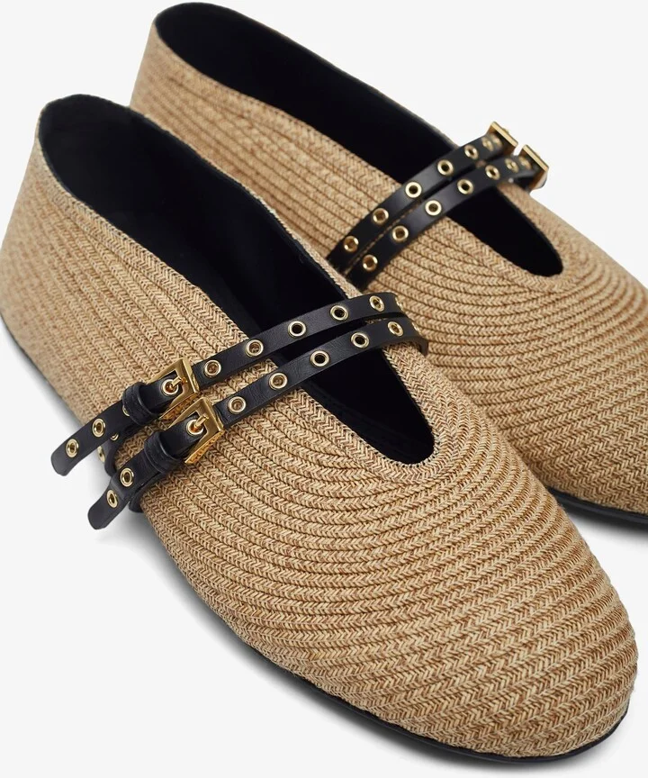Paper straw nature ballet flats - Image 4
