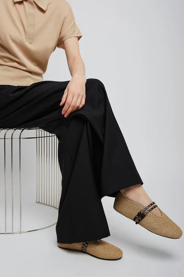 Paper straw nature ballet flats - Image 6