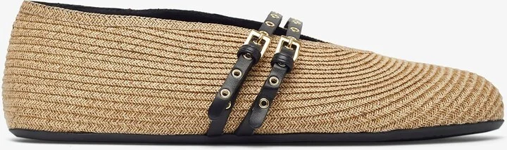 Paper straw nature ballet flats