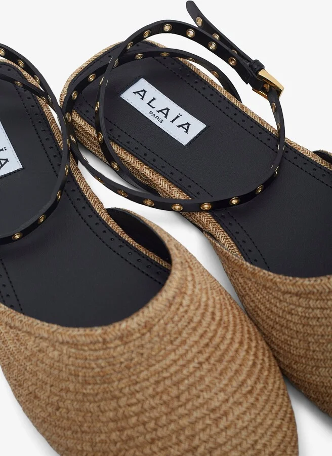 Paper straw nature flat sandals - Image 4