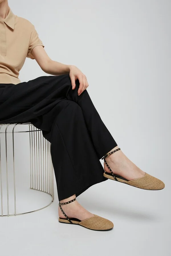 Paper straw nature flat sandals - Image 5