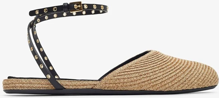 Paper straw nature flat sandals