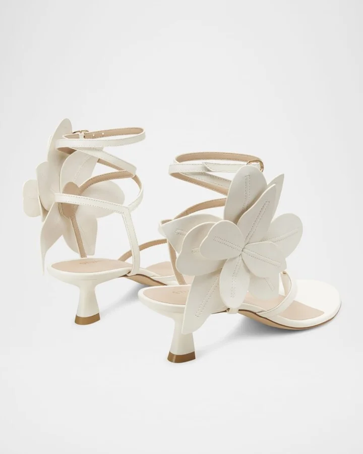 Paradise 50 Flower Leather Kitten Sandals - Image 2