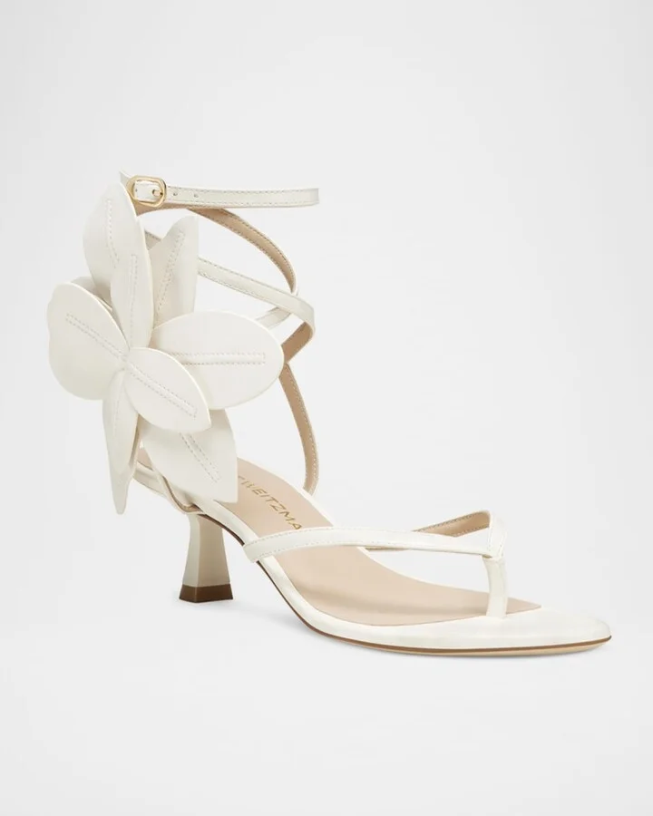 Paradise 50 Flower Leather Kitten Sandals - Image 3