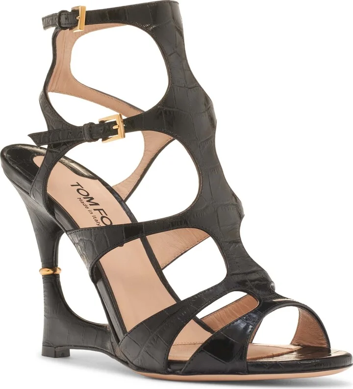 Paradise Cage Croc Embossed Sandal