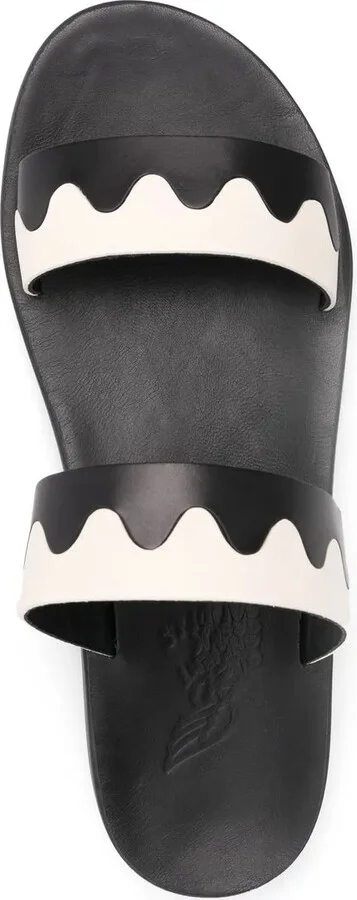 Paralia two-tone leather slides - Image 4