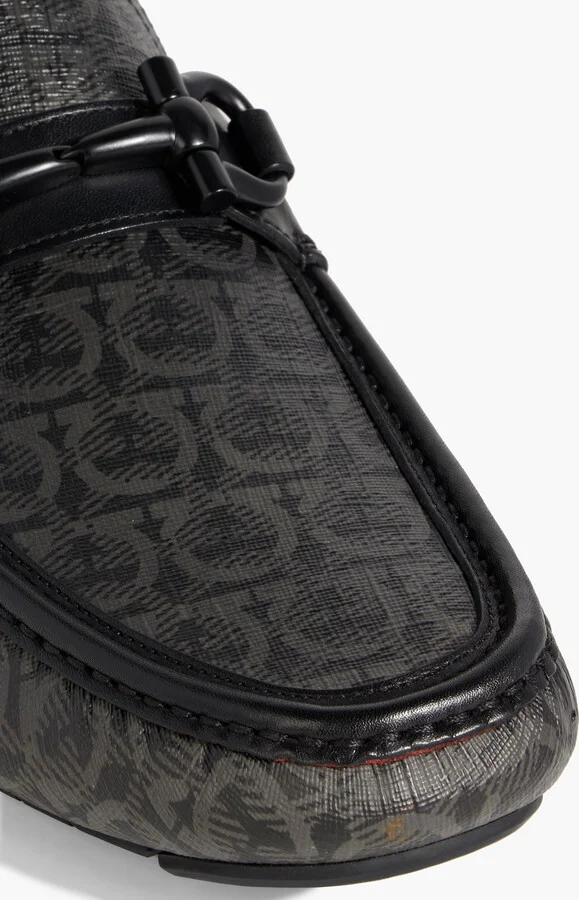 Parigi logo-print textured-leather driving shoes - Image 4