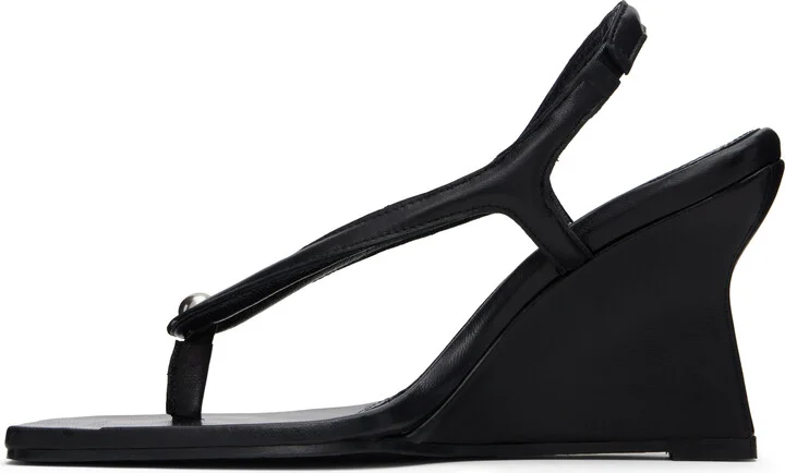 Paris Georgia Black Valentina Wedge Heeled Sandals - Image 3