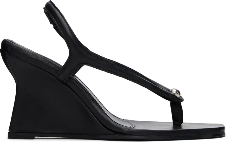 Paris Georgia Black Valentina Wedge Heeled Sandals