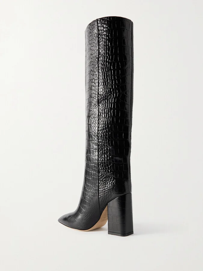 Paris Texas - Anja Croc-effect Leather Knee Boots - Black - Image 3