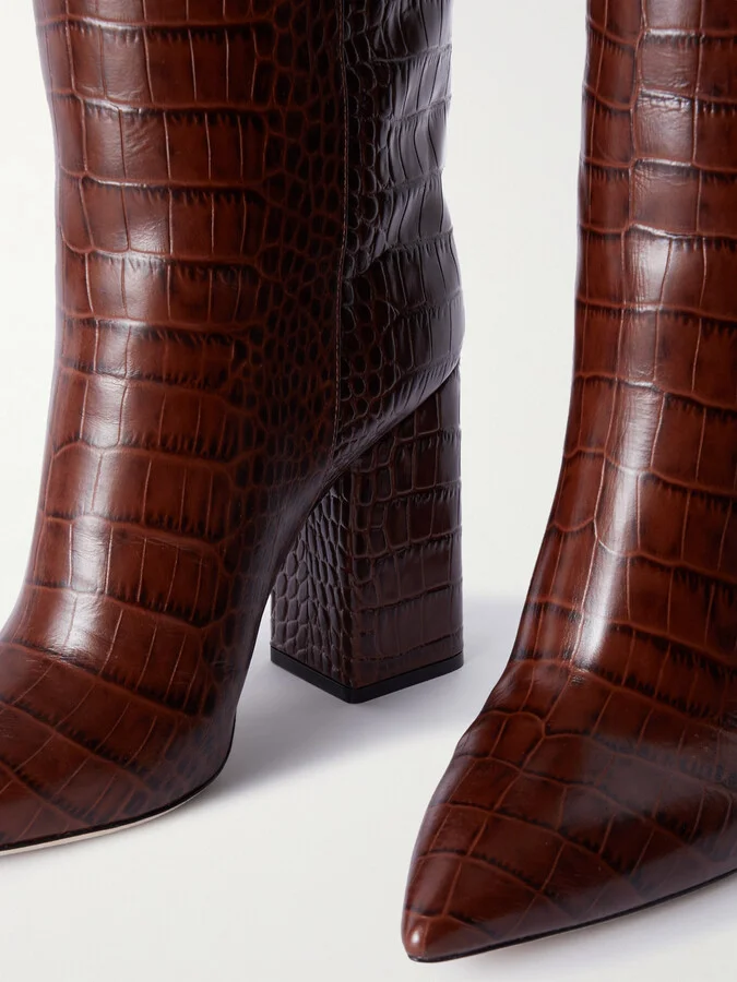 Paris Texas - Anja Croc-effect Leather Knee Boots - Brown - Image 4