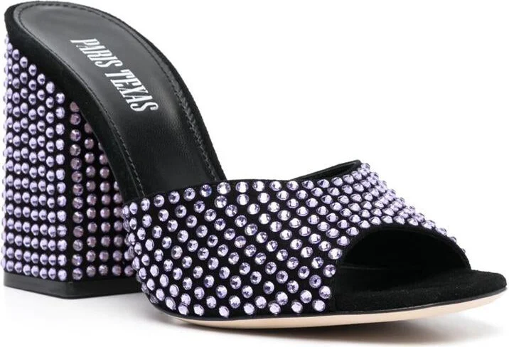 Paris Texas Anja Crystal Embellished Suede Mules - Image 2