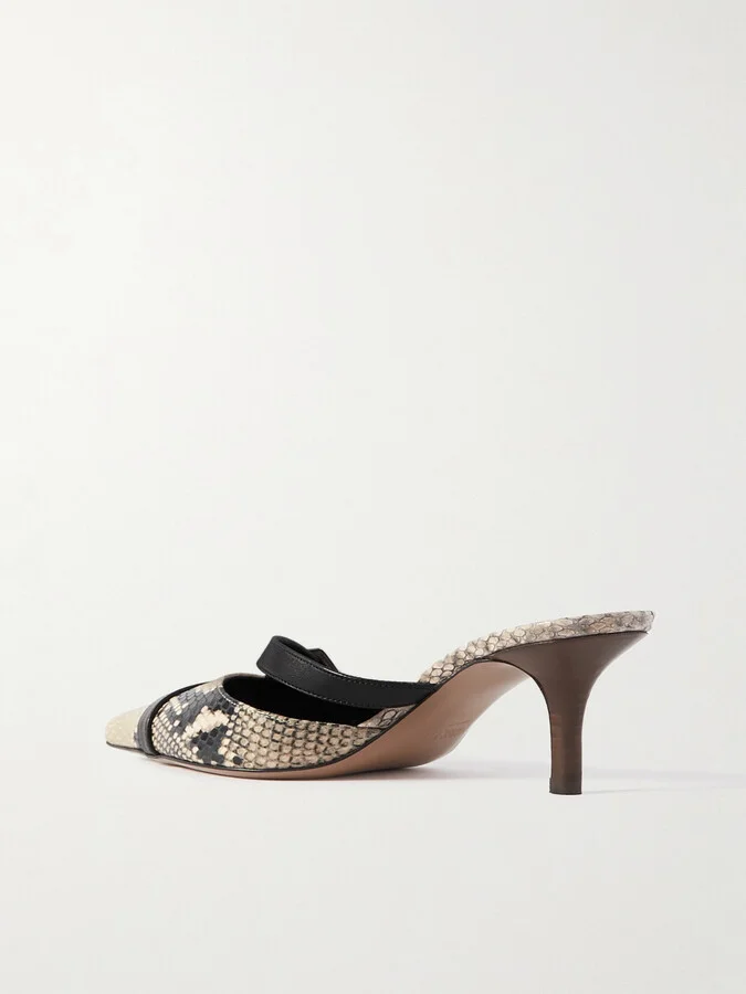 Paris Texas - Ashley Buckled Snake-effect Leather Mules - Animal print - Image 3