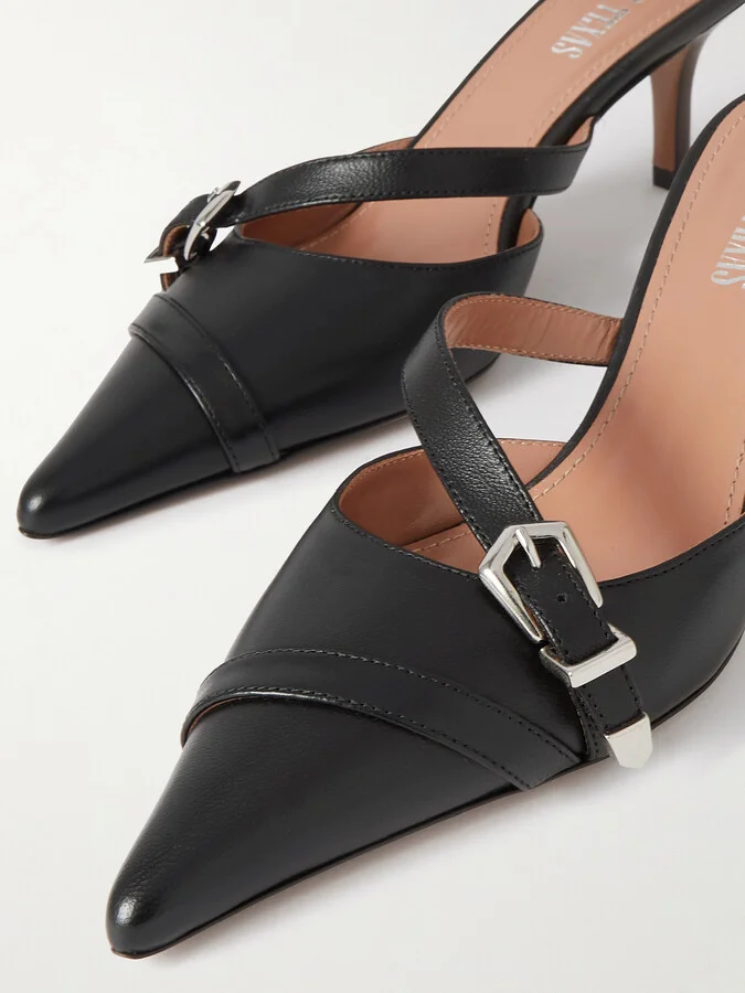 Paris Texas - Ashley Cutout Embellished Leather Mules - Black - Image 4