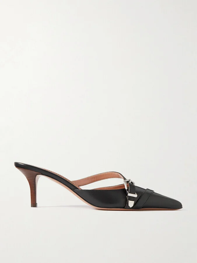 Paris Texas - Ashley Cutout Embellished Leather Mules - Black