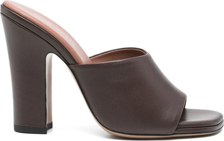 Paris Texas 'Ava Mule 100' Brown Ebony Leather Mules