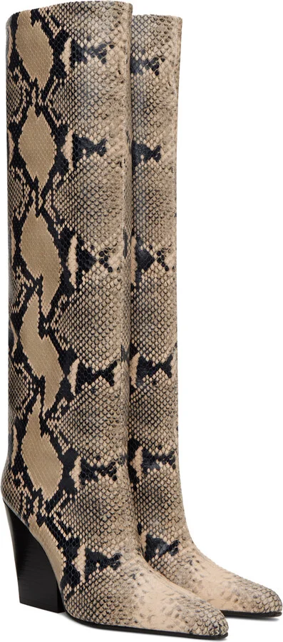 Paris Texas Beige & Black Printed Python Jane Boots - Image 4