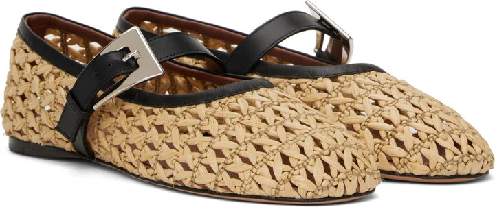 Paris Texas Beige Sveva Buckle Ballerina Flats - Image 4