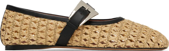 Paris Texas Beige Sveva Buckle Ballerina Flats