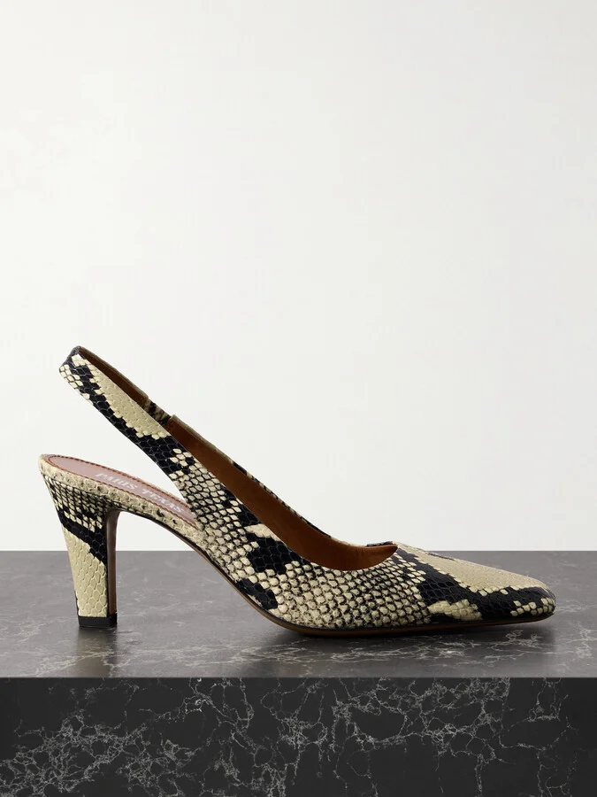 Paris Texas - Belle Snake-effect Leather Slingback Pumps - Animal print