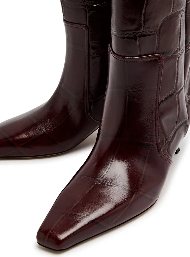 Paris Texas Bettina 55 Crocodile-effect Leather Knee-high Boots - Image 3