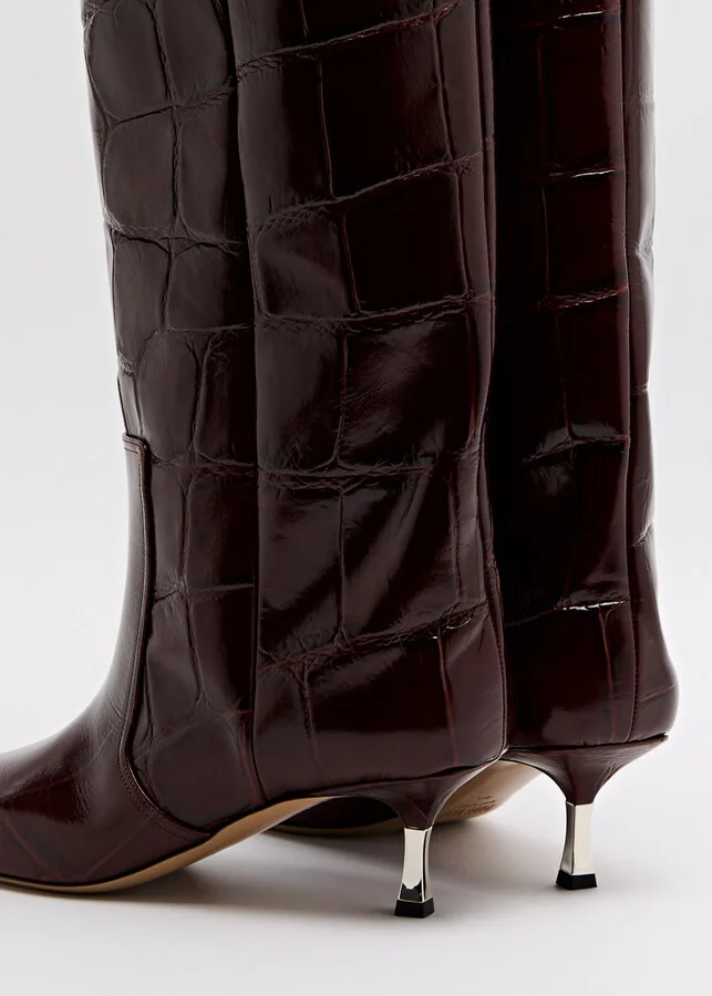 Paris Texas Bettina 55 Crocodile-effect Leather Knee-high Boots - Image 4