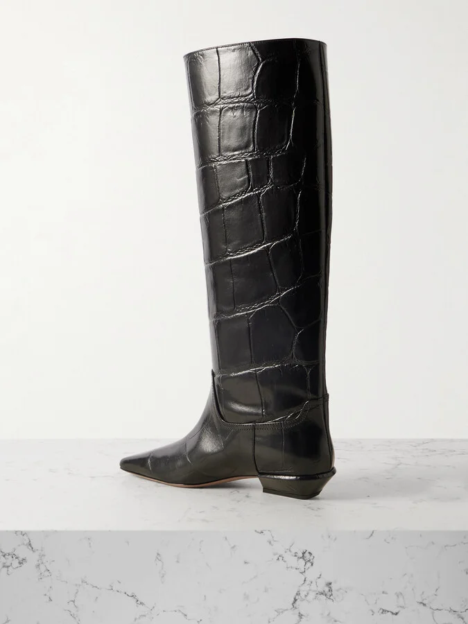 Paris Texas - Bettina Croc-effect Leather Boots - Black - Image 3