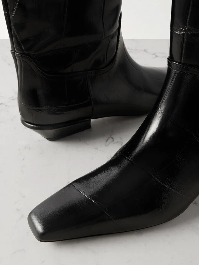 Paris Texas - Bettina Croc-effect Leather Boots - Black - Image 4