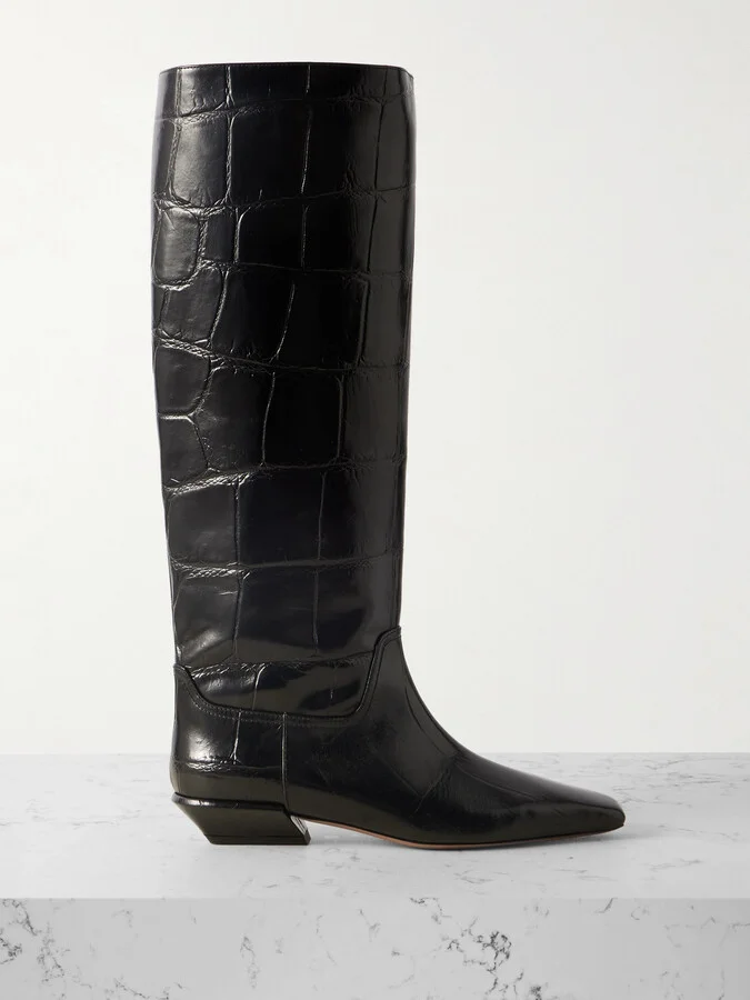 Paris Texas - Bettina Croc-effect Leather Boots - Black