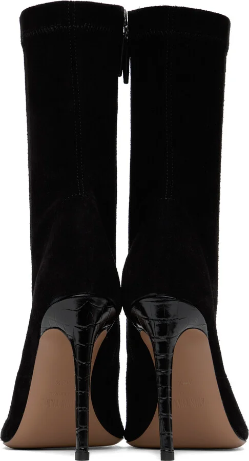 Paris Texas Black Amanda Calf Suede Stretch Ankle Boots - Image 2