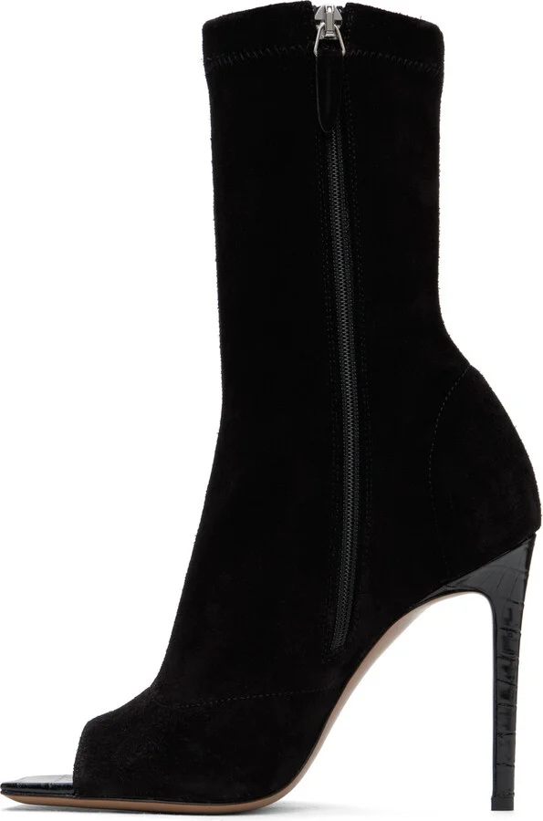 Paris Texas Black Amanda Calf Suede Stretch Ankle Boots - Image 3