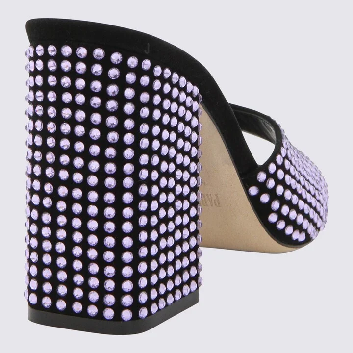 Paris Texas Black And Violet Leather Mules - Image 2