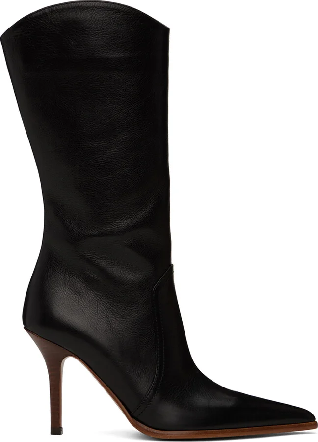 Paris Texas Black Ashley Mid-Calf Boots