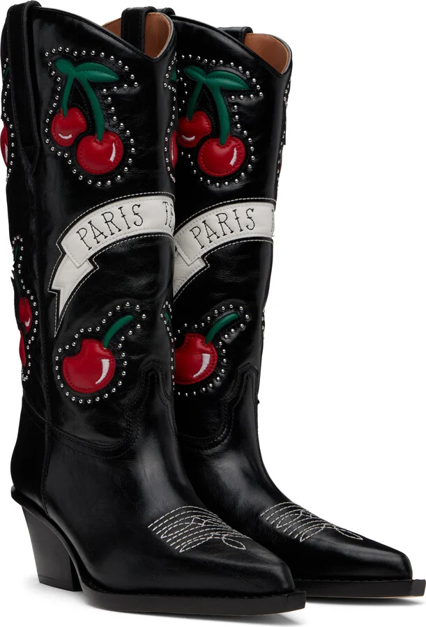Paris Texas Black Cherry Blossom Boots - Image 4