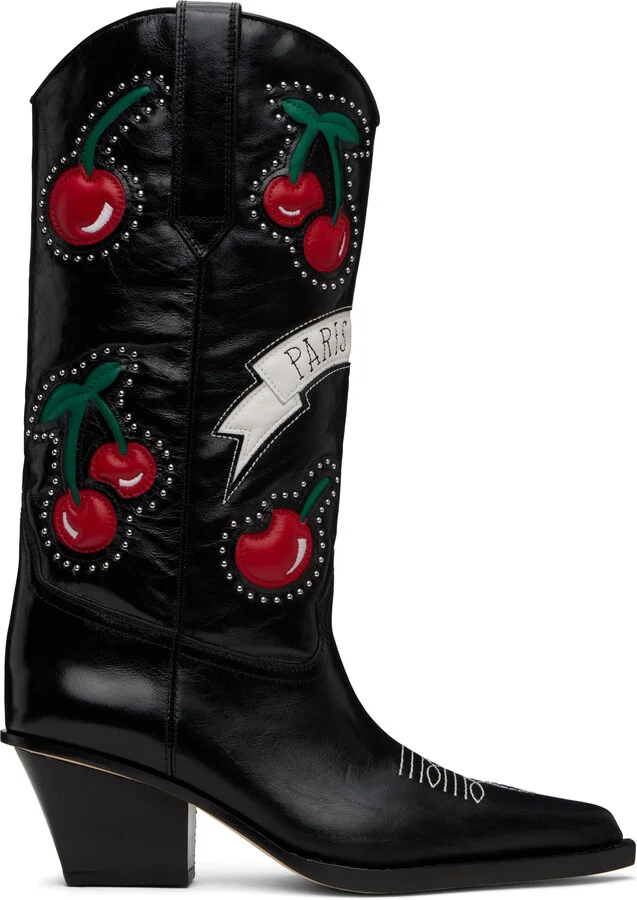 Paris Texas Black Cherry Blossom Boots