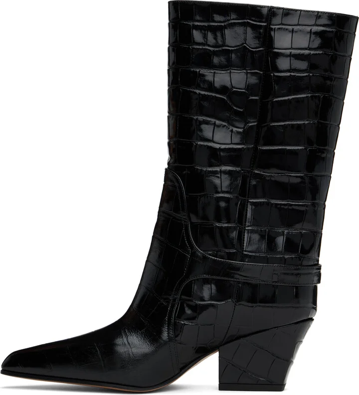 Paris Texas Black Jane Buckle Midcalf 60 Boots - Image 3