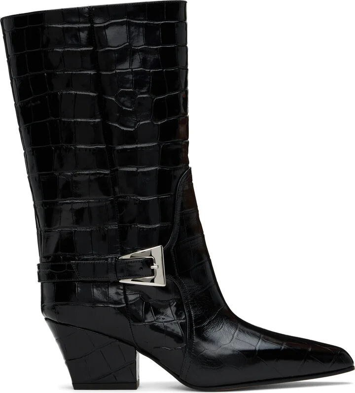 Paris Texas Black Jane Buckle Midcalf 60 Boots