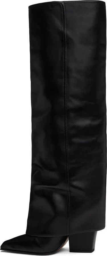 Paris Texas Black Jane Fold Over Tall Boots - Image 3