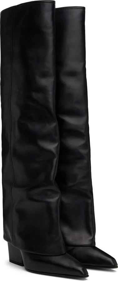 Paris Texas Black Jane Fold Over Tall Boots - Image 4