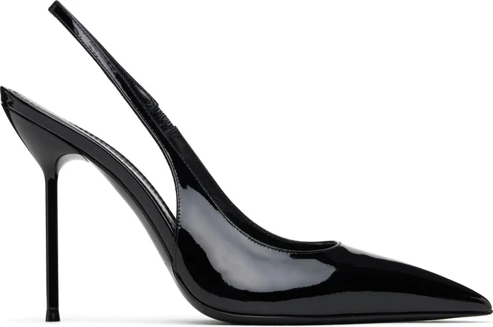 Paris Texas Black Lidia Slingback Heels