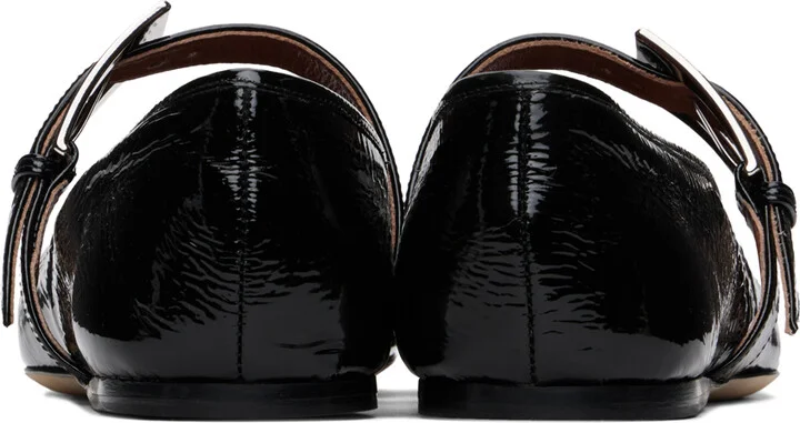Paris Texas Black Sveva Buckle Ballerina Flats - Image 2