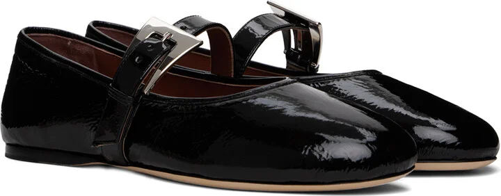 Paris Texas Black Sveva Buckle Ballerina Flats - Image 4