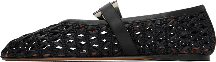Paris Texas Black Sveva Buckle Ballerina Flats - Image 3