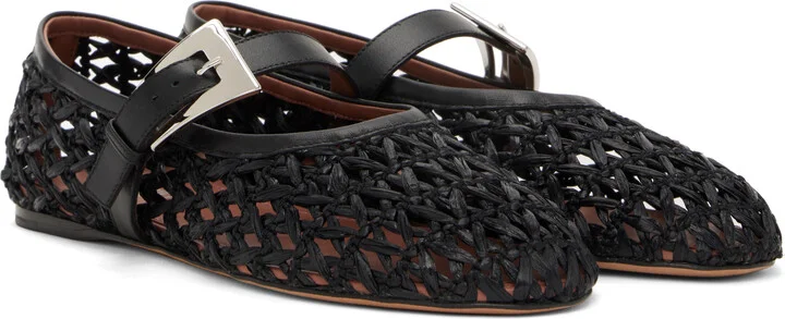 Paris Texas Black Sveva Buckle Ballerina Flats - Image 4