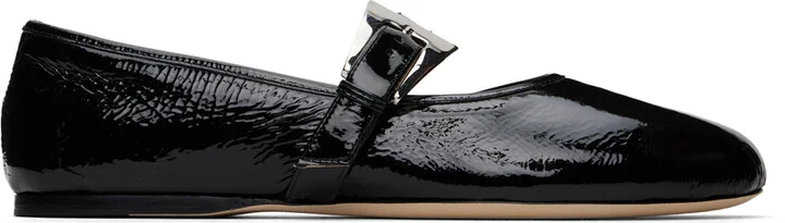 Paris Texas Black Sveva Buckle Ballerina Flats