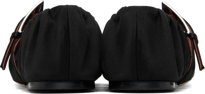 Paris Texas Black Sveva Plisse Buckle Ballerina Flats - Image 2