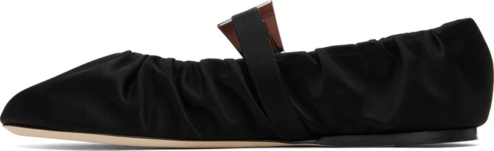 Paris Texas Black Sveva Plisse Buckle Ballerina Flats - Image 3