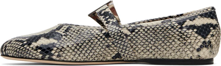 Paris Texas Black & White Sveva Buckle Ballerina Flats - Image 3