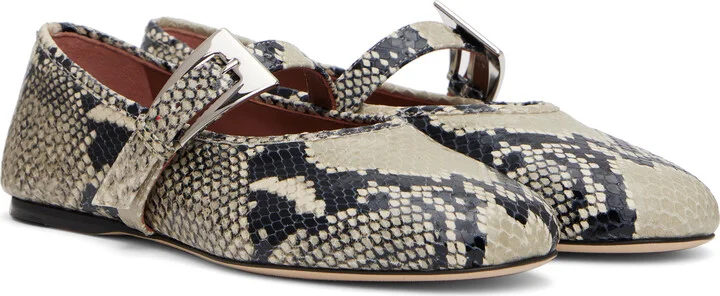 Paris Texas Black & White Sveva Buckle Ballerina Flats - Image 4