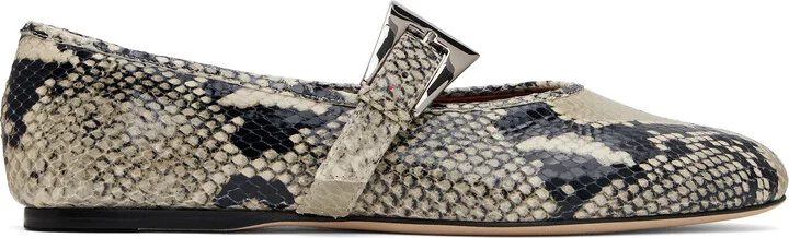 Paris Texas Black & White Sveva Buckle Ballerina Flats